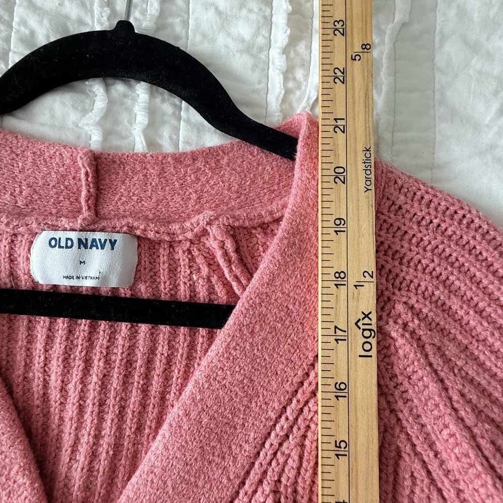 Old Navy Chunky Knit Cardigan Sweater Women M Medium Pink Cottage Prep College - Picture 4 of 7